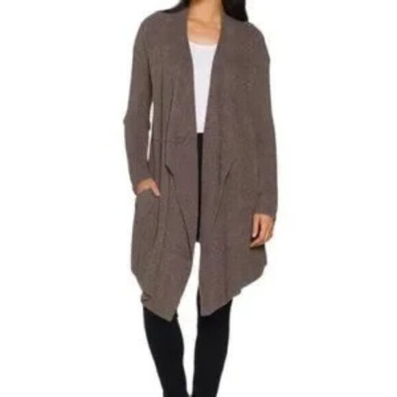 Barefoot Dreams Cozy Chic Calypso Women's Cardigan Sweater Mocha Brown S/M - Picture 5 of 15